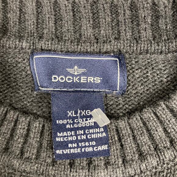 Dockers Sweater Mens XL Blue Gray Colorblock Crewneck Cotton Knit Pullover - Picture 2 of 6